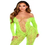Бодістокінг Leg Avenue Crotchless Footless Lingerie Bodystocking One Size Neon Green - мініатюра 1