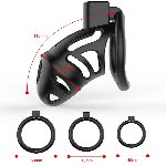 Клітка для пеніса LOCKINK SEVANDA Plastic Penis Chastity Cage, чорна, 3 кільця різних розмірів - мініатюра 6