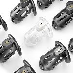 Клітка для пеніса LOCKINK SEVANDA Plastic Penis Chastity Cage, чорна, 3 кільця різних розмірів - мініатюра 8