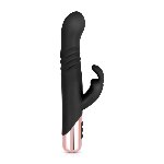 Вібратор-кролик Rosy Gold - Rabbit Vibrator with thrusting function - Black - мініатюра 2