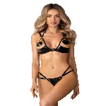 Комплект Obsessive Keira Lise 2-pcs crotchless set L/XL - мініатюра 1