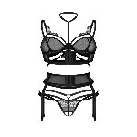 Комплект Obsessive Premisis Black 3-pcs crotchless set L/XL - мініатюра 3