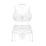 Комплект Obsessive Premisis White 3-pcs crotchless set S/M - мініатюра 2