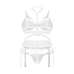 Комплект Obsessive Premisis White 3-pcs crotchless set 2XL/3X - мініатюра 3