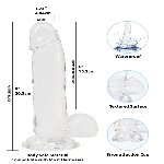 Прозорий фалоімітатор на присосці ADDICTION — Clear Dildo with Balls 8″, віброкуля в подарунок - мініатюра 5