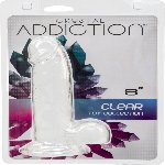 Прозорий фалоімітатор на присосці ADDICTION — Clear Dildo with Balls 8″, віброкуля в подарунок - мініатюра 6