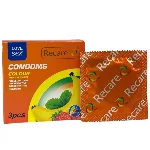 Презервативи Recare Color Fruit Flavour Condoms 3 шт, аромати: м'ята, банан, полуниця - мініатюра 1