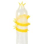 Насадка на член Recare Spike Condom Yellow (презерватив з вусиками та спіраллю шипів) - мініатюра 2