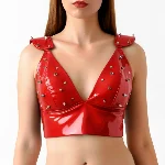 Лакований вініловий ліф з шипами Art of Sex - Mistress, червоний, розмір L - мініатюра 1