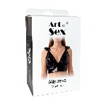Лакований вініловий ліф з шипами Art of Sex - Mistress, чорний з ефектом голограми, розмір L - мініатюра 3