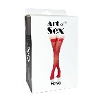 Панчохи в дрібну сітку з лакованою коронкою Art of Sex - Rose, колір чорний з ефектом голограми, L - мініатюра 3