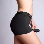 Шорти-боксери з фіксацією дилдо Strap-On-Me Harness Lingerie Allure – L – Black - мініатюра 5