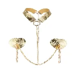 Пестис-сердечка з пензликами та чокером JSY Nipple Sticker RT236114 Golden - мініатюра 1