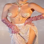 Пестис-сердечка з пензликами та чокером JSY Nipple Sticker AC8016 Gold - мініатюра 1