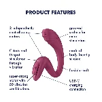 Вагінально-кліторальний вібратор Satisfyer G for Goddess 3 Wine Red, 2 мотори - мініатюра 5