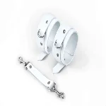 Поножі Feral Feelings - Ankle Restraints White, натуральна шкіра - мініатюра 1
