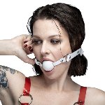 Кляп силіконовий Feral Feelings Silicon Ball Gag White/White, білий ремінець, біла кулька - мініатюра 2