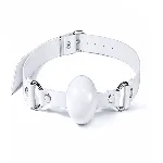 Кляп силіконовий Feral Feelings Silicon Ball Gag White/White, білий ремінець, біла кулька - мініатюра 1