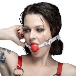 Кляп силіконовий Feral Feelings Silicon Ball Gag White/Red, білий ремінець, червона кулька - мініатюра 2