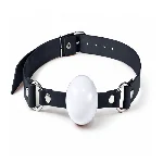 Кляп силіконовий Feral Feelings Silicon Ball Gag Black/White, чорний ремінець, біла кулька - мініатюра 1