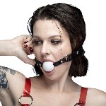 Кляп силіконовий Feral Feelings Silicon Ball Gag Black/White, чорний ремінець, біла кулька - мініатюра 2