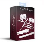 Набір Feral Feelings BDSM Kit 5 White, наручники, поножі, хрестовина, маска, падл - мініатюра 2