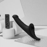 Вібронасадка для страпону з вакуумною стимуляцією Strap-On-Me Multi Orgasm Dildo M Black - мініатюра 2