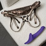 Вібронасадка для страпону з вакуумною стимуляцією Strap-On-Me Multi Orgasm Dildo S Purple - мініатюра 6