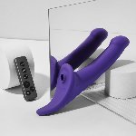 Вібронасадка для страпону з вакуумною стимуляцією Strap-On-Me Multi Orgasm Dildo M Purple - мініатюра 2