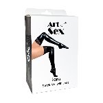 Сексуальні вінілові панчохи Art of Sex - Lora з мереживом, розмір M, з ефектом мокрого оксамиту - мініатюра 3