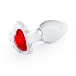 Скляна анальна пробка NS Novelties Crystal - Desires - Red Heart - Small - мініатюра 1