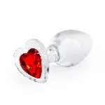 Скляна анальна пробка NS Novelties Crystal - Desires - Red Heart - Medium - мініатюра 1