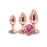Набір анальних пробок NS Novelties Rear Assets - Trainer Kit - Rose Gold - Pink Gem - мініатюра 1