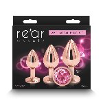 Набір анальних пробок NS Novelties Rear Assets - Trainer Kit - Rose Gold - Pink Gem - мініатюра 3