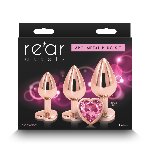 Набір анальних пробок NS Novelties Rear Assets - Trainer Kit - Rose Gold - Pink Heart - мініатюра 3