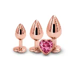 Набір анальних пробок NS Novelties Rear Assets - Trainer Kit - Rose Gold - Pink Heart - мініатюра 1