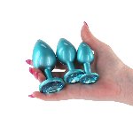 Набір анальних пробок NS Novelties Rear Assets - Trainer Kit - Iridescent Teal - Teal Gem - мініатюра 2