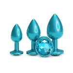 Набір анальних пробок NS Novelties Rear Assets - Trainer Kit - Iridescent Teal - Teal Gem - мініатюра 1