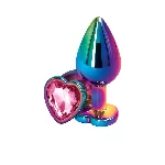 Анальна пробка NS Novelties Rear Assets - Multicolor Heart - Medium - Pink - мініатюра 1