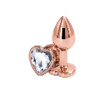 Анальна пробка NS Novelties Rear Assets - Rose Gold Heart - Small - Clear - мініатюра 1