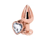 Анальна пробка NS Novelties Rear Assets - Rose Gold Heart - Medium - Clear - мініатюра 1