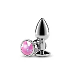 Анальна пробка NS Novelties Rear Assets - Silver - Small - Pink Gem - мініатюра 1