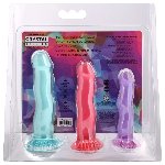 Набір фалоімітаторів Doc Johnson Crystal Jellies - Dong Starter Set - Purple, Pink, Green - мініатюра 15