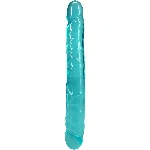 Фалоімітатор двосторонній Doc Johnson Crystal Jellies 12" Jr. Double Dong Teal - мініатюра 1