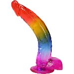 Фалоімітатор Doc Johnson Crystal Jellies - 9.5 Inch Dildo - Rainbow - мініатюра 2