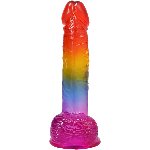 Фалоімітатор Doc Johnson Crystal Jellies - Realistic cock with balls 8.5 Inch - Rainbow - мініатюра 3