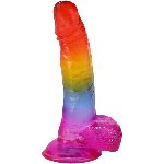 Фалоімітатор Doc Johnson Crystal Jellies - Realistic cock with balls 8.5 Inch - Rainbow - мініатюра 2