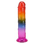 Фалоімітатор Doc Johnson Crystal Jellies - 7.5 Inch Dong - Rainbow - мініатюра 3