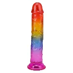 Фалоімітатор Doc Johnson Crystal Jellies - 7 Inch Сlassic Dong - Rainbow - мініатюра 1