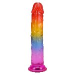 Фалоімітатор Doc Johnson Crystal Jellies - 7 Inch Сlassic Dong - Rainbow - мініатюра 4